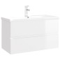 vidaXL Mueble con lavabo madera de ingeniería blanco brillo vidaXL Mueble con lavabo madera de ingeniería blanco brillo