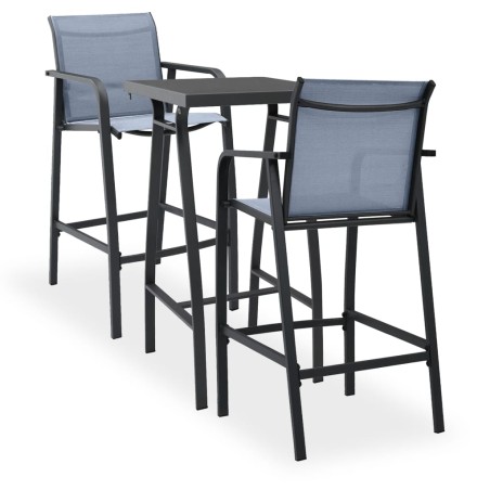 vidaXL Mesa alta y taburetes de bar de jardín 3 piezas negro y gris