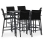 vidaXL Mesa alta y taburetes de bar de jardín 7 piezas negro y gris