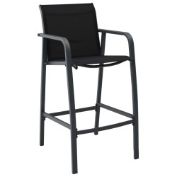 vidaXL Mesa alta y taburetes de bar de jardín 7 piezas negro y gris