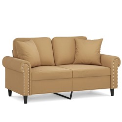 vidaXL Sofá de 2 plazas con cojines terciopelo marrón 120 cm