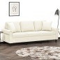 vidaXL Sofá de 3 plazas con cojines terciopelo color crema 180 cm vidaXL Sofá de 3 plazas con cojines terciopelo color crema 180 cm