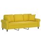 vidaXL Sofá de 3 plazas con cojines terciopelo amarillo 180 cm vidaXL Sofá de 3 plazas con cojines terciopelo amarillo 180 cm