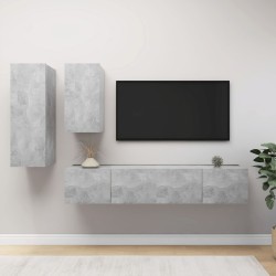 vidaXL Set muebles de salón TV 4 pzas madera ingeniería gris hormigón