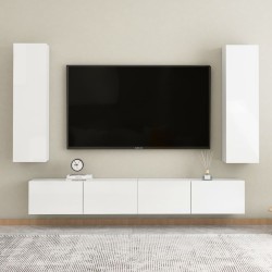 vidaXL Set de muebles de salón 4 pzas madera ingeniería blanco brillo