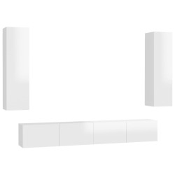 vidaXL Set de muebles de salón 4 pzas madera ingeniería blanco brillo