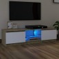 vidaXL Mueble de TV con luces LED blanco y roble Sonoma 140x40x35,5 cm