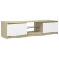 vidaXL Mueble de TV con luces LED blanco y roble Sonoma 140x40x35,5 cm