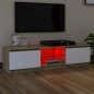 vidaXL Mueble de TV con luces LED blanco y roble Sonoma 140x40x35,5 cm