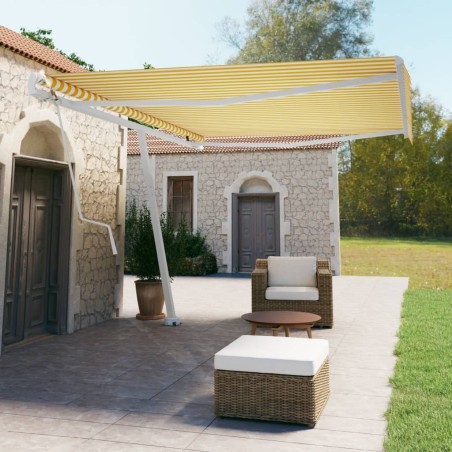 vidaXL Toldo de pie automático amarillo y blanco 500x350 cm