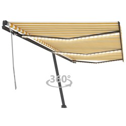 vidaXL Toldo manual retráctil con luz LED amarillo y blanco 600x350 cm