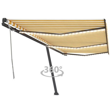 vidaXL Toldo manual retráctil con luz LED amarillo y blanco 600x350 cm