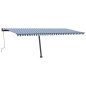 vidaXL Toldo retráctil manual con luz LED azul y blanco 600x300 cm vidaXL Toldo retráctil manual con luz LED azul y blanco 600x300 cm