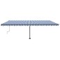 vidaXL Toldo retráctil manual con luz LED azul y blanco 600x300 cm vidaXL Toldo retráctil manual con luz LED azul y blanco 600x300 cm