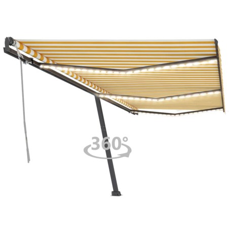 vidaXL Toldo retráctil manual con luz LED amarillo y blanco 600x300 cm