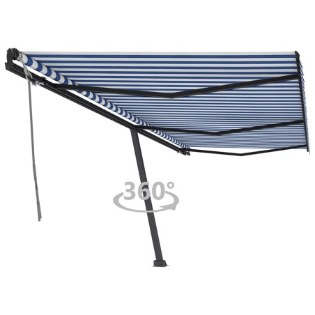 vidaXL Toldo de pie retráctil manual azul y blanco 600x350 cm