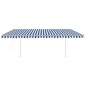 vidaXL Toldo manual retráctil con postes azul y blanco 5x3 m vidaXL Toldo manual retráctil con postes azul y blanco 5x3 m