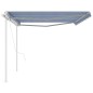 vidaXL Toldo manual retráctil con postes azul y blanco 5x3 m vidaXL Toldo manual retráctil con postes azul y blanco 5x3 m