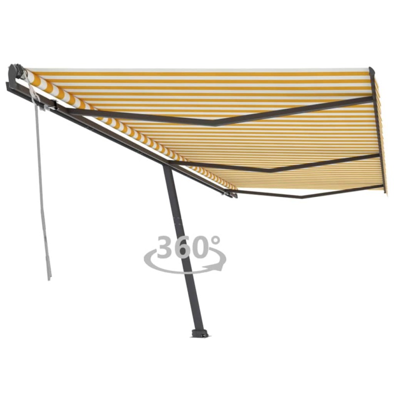 vidaXL Toldo de pie retráctil manual amarillo y blanco 600x300 cm