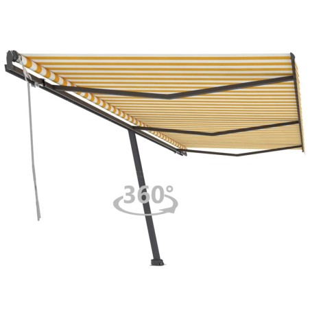 vidaXL Toldo de pie retráctil manual amarillo y blanco 600x300 cm