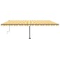 vidaXL Toldo de pie retráctil manual amarillo y blanco 600x300 cm