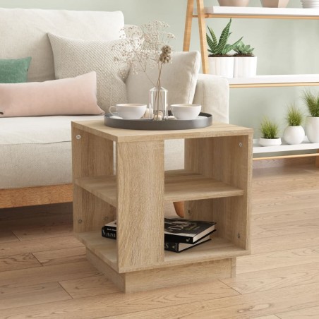 vidaXL Mesa de centro madera contrachapada roble Sonoma 40x40x43 cm