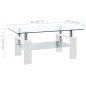 vidaXL Mesa de centro vidrio templado blanco transparente 95x55x40 cm vidaXL Mesa de centro vidrio templado blanco transparente 95x55x40 cm
