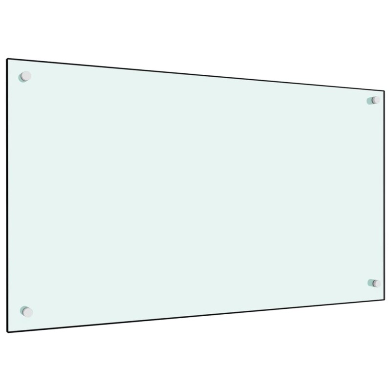 vidaXL Protección salpicaduras cocina vidrio templado blanco 90x50 cm