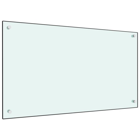 vidaXL Protección salpicaduras cocina vidrio templado blanco 90x50 cm