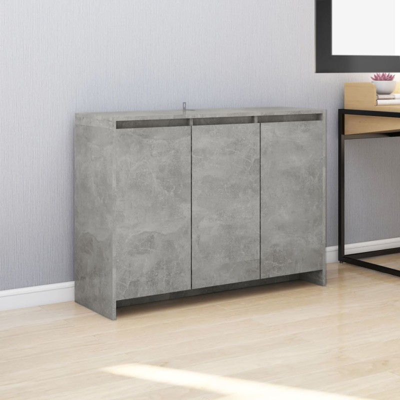 vidaXL Aparador de madera contrachapada gris hormigón 102x33x75 cm vidaXL Aparador de madera contrachapada gris hormigón 102x33x75 cm