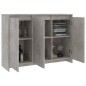vidaXL Aparador de madera contrachapada gris hormigón 102x33x75 cm vidaXL Aparador de madera contrachapada gris hormigón 102x33x75 cm