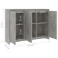 vidaXL Aparador de madera contrachapada gris hormigón 102x33x75 cm vidaXL Aparador de madera contrachapada gris hormigón 102x33x75 cm