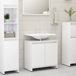 vidaXL Armario de baño madera contrachapada blanco brillo 60x33x61 cm