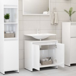 vidaXL Armario de baño madera contrachapada blanco brillo 60x33x61 cm