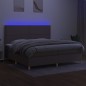 vidaXL Cama box spring colchón y luces LED tela gris taupe 200x200 cm vidaXL Cama box spring colchón y luces LED tela gris taupe 200x200 cm