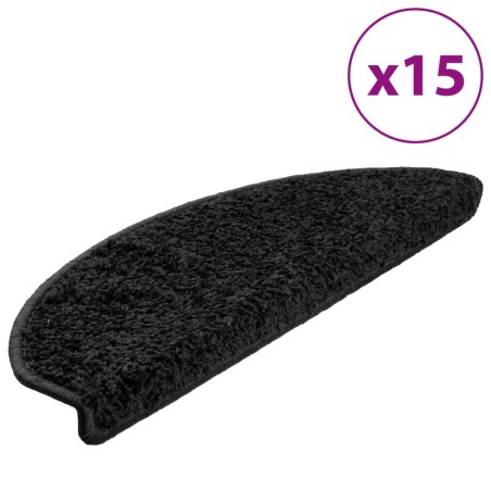 vidaXL Alfombras de peldaños de escalera 15 uds negro 65x21x4 cm