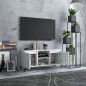 vidaXL Mueble de TV con patas de metal blanco brillante 103,5x35x50 cm vidaXL Mueble de TV con patas de metal blanco brillante 103,5x35x50 cm