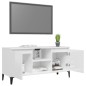 vidaXL Mueble de TV con patas de metal blanco brillante 103,5x35x50 cm vidaXL Mueble de TV con patas de metal blanco brillante 103,5x35x50 cm