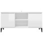 vidaXL Mueble de TV con patas de metal blanco brillante 103,5x35x50 cm vidaXL Mueble de TV con patas de metal blanco brillante 103,5x35x50 cm