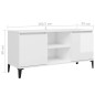 vidaXL Mueble de TV con patas de metal blanco brillante 103,5x35x50 cm vidaXL Mueble de TV con patas de metal blanco brillante 103,5x35x50 cm