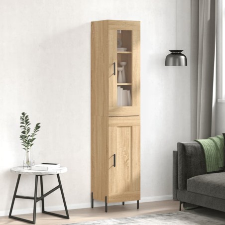 vidaXL Aparador de madera contrachapada roble Sonoma 34,5x34x180 cm