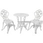 vidaXL Mesa y sillas bistró de jardín 3 piezas aluminio fundido blanco vidaXL Mesa y sillas bistró de jardín 3 piezas aluminio fundido blanco
