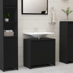 vidaXL Armario de baño madera contrachapada negro 60x33x61 cm