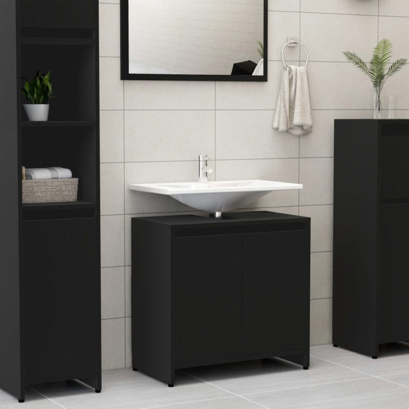 vidaXL Armario de baño madera contrachapada negro 60x33x61 cm vidaXL Armario de baño madera contrachapada negro 60x33x61 cm