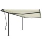 vidaXL Toldo retráctil manual con postes crema 4x3,5 m vidaXL Toldo retráctil manual con postes crema 4x3,5 m