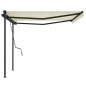 vidaXL Toldo retráctil manual con postes crema 4x3,5 m vidaXL Toldo retráctil manual con postes crema 4x3,5 m