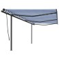 vidaXL Toldo retráctil manual con postes azul y blanco 6x3,5 m vidaXL Toldo retráctil manual con postes azul y blanco 6x3,5 m