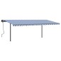 vidaXL Toldo retráctil manual con postes azul y blanco 6x3,5 m vidaXL Toldo retráctil manual con postes azul y blanco 6x3,5 m