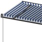 vidaXL Toldo retráctil manual con postes azul y blanco 6x3,5 m vidaXL Toldo retráctil manual con postes azul y blanco 6x3,5 m