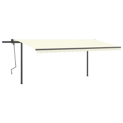 vidaXL Toldo retráctil manual con postes crema 5x3,5 m